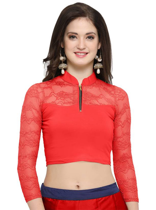 Janasya Band collar Womens Stitched Blouse